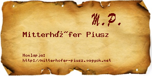 Mitterhöfer Piusz névjegykártya